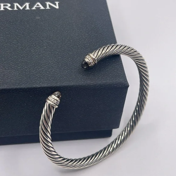 David Yurman Classic Cable Bracelet with Diamonds & Smokey Quartz - Picture 7 of 8